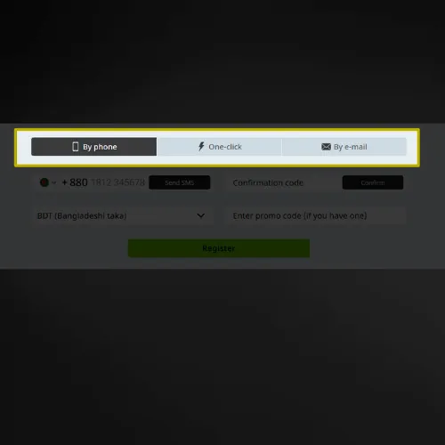 Choose the method of registration on winwin